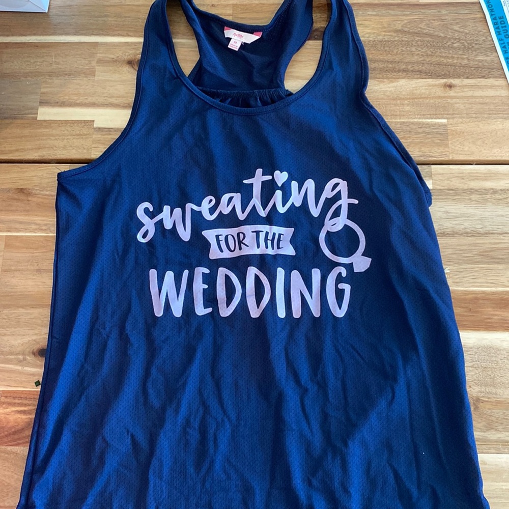 Blue Bridal workout top “Sweating for the Wedding”